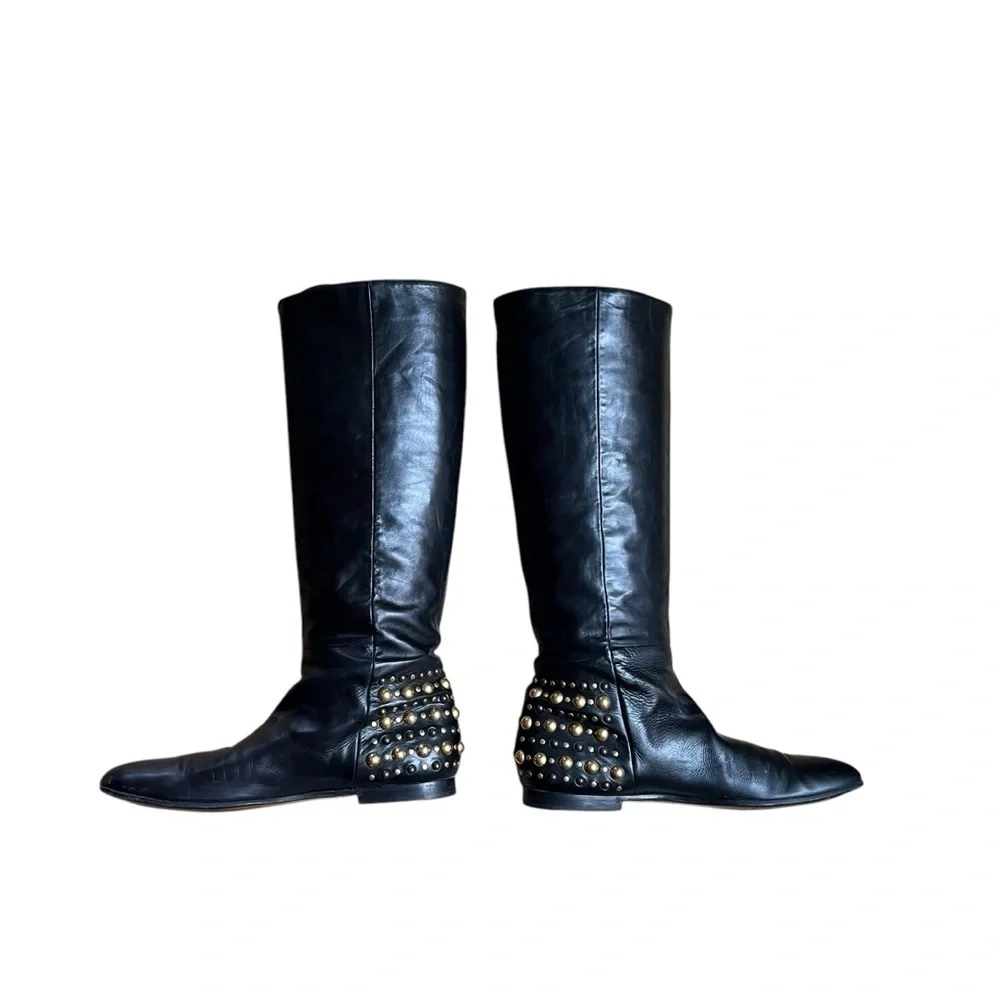 GUCCI Babouska Studded Knee High‎ Tall Leather Boots